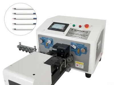 Automatische Flachkabel-Doppelschicht-Schneid-, Abisolier- und Verdrillmaschine WPM-320 - Drahtschneide- und Abisoliermaschine