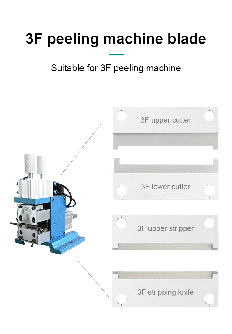 Wire stripper blade, vertical electric skinning blade, 3F core wire cutter blade, pneumatic skinning machine blade Abisolierklinge, vertikale elektrische Enthäutungsklinge, 3F-Kerndrahtschneiderklinge, pneumatische Enthäutungsmaschinenklinge