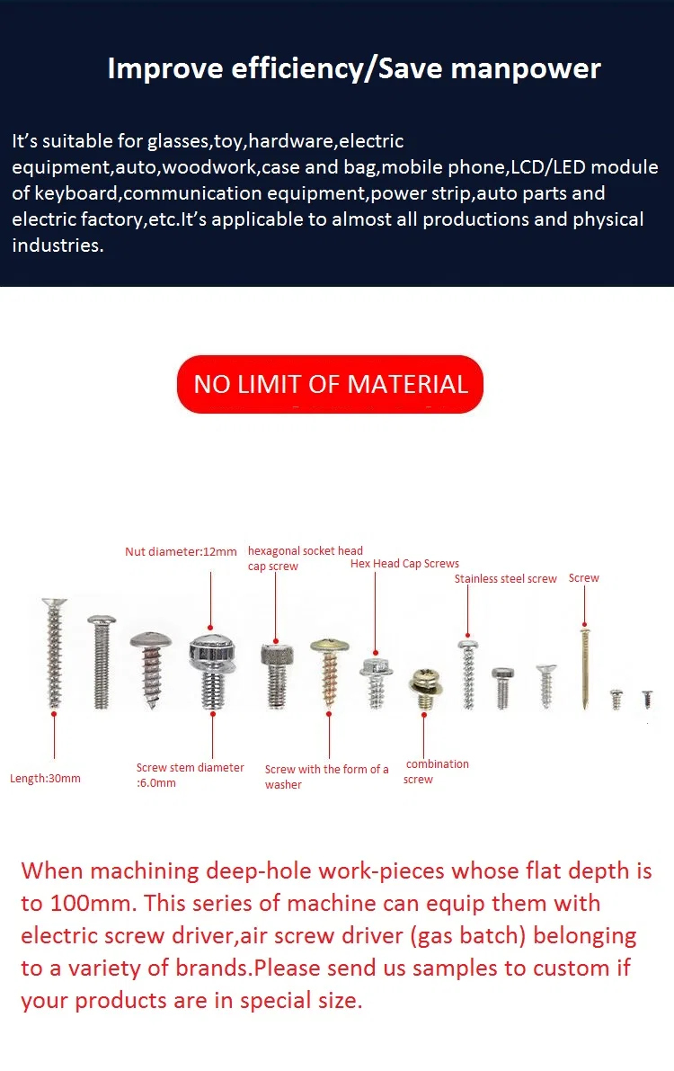 nicht standardmäßige Anpassung tiefe Lochhalterung luftblasende Schraubenzuführung Handheld automatische Verriegelungsschraubendrehermaschine