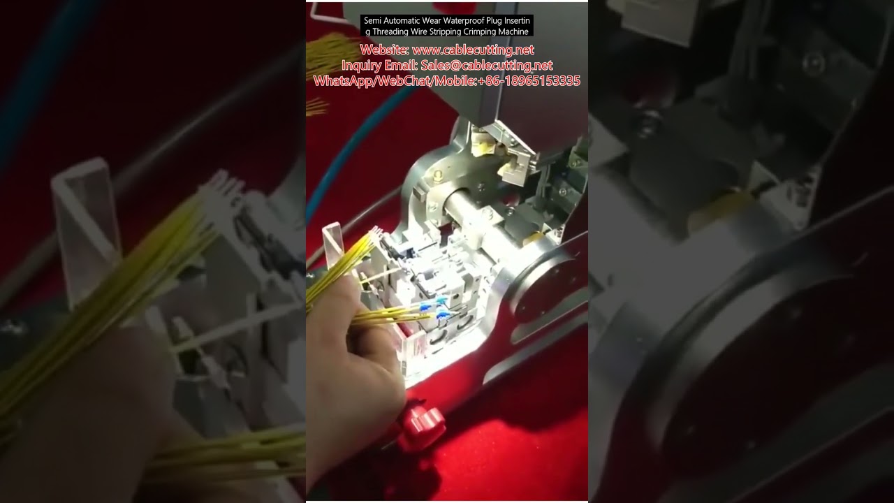 Halbautomatische Kabelverarbeitungsmaschine – Wasserdichte Stecker einlegen, einfädeln, abisolieren und crimpen
