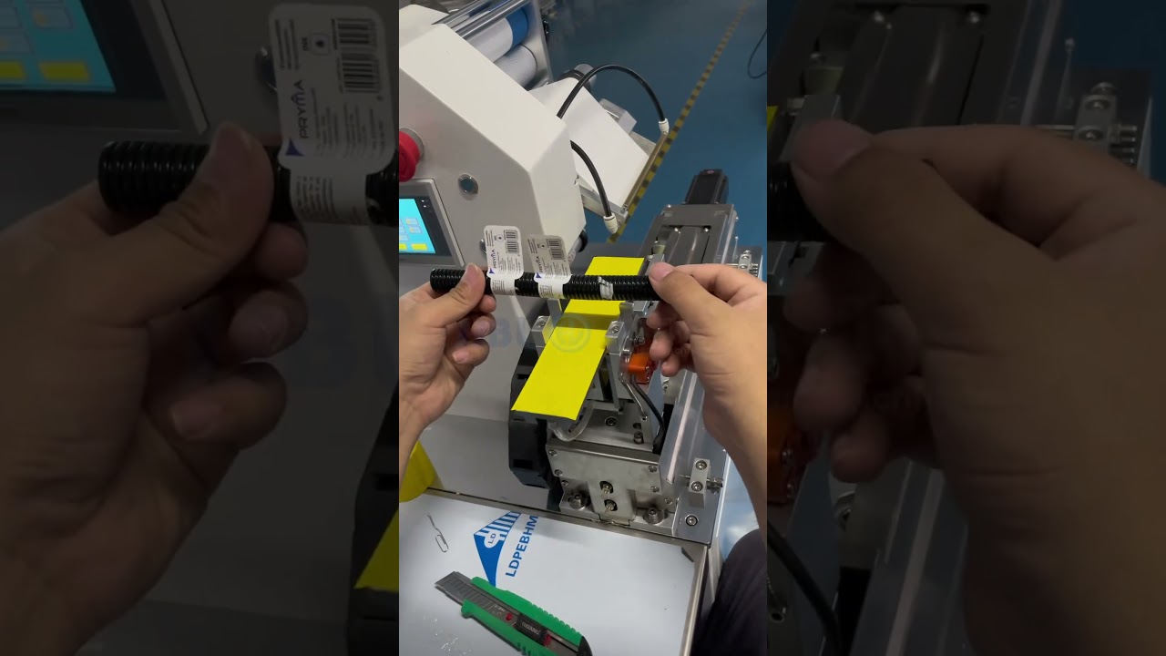 Hochpräzise Kabel- und Schlauch-Faltetikettiermaschine mit Datumsdrucker – Effiziente Etikettenapplikation